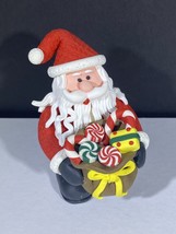 SANTA CLAUS CAKE TOPPER CLAYMATION FIGURE WITH TOY BAG QUILTED COAT - $8.15