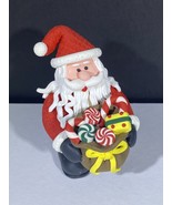 SANTA CLAUS CAKE TOPPER CLAYMATION FIGURE WITH TOY BAG QUILTED COAT - $8.15