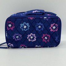 Vera Bradley Ellie Flowers Large Blush &amp; Brush Makeup Case Travel Bag Navy Blue - £19.65 GBP