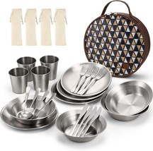 Odoland Camping Complete Messware Kit, Polished Stainless Steel Camp, Pi... - £44.71 GBP