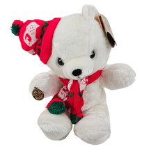 Vintage Cuddle Wit Teddy Bear Stuffed Animal Plush Christmas Holiday Scarf Hat - £17.13 GBP
