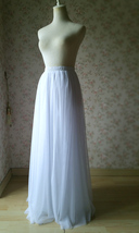 White Full Tulle Skirt Outfit Wedding Party Plus Size Floor Length Tulle Skirt image 2