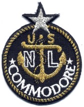 US Navy League N L Commodore 3 7/8&quot; Embroidered Patch Metallic Thread - $5.00