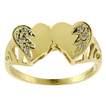 0.05 Carat Round Cut Diamond Heart Ring 14K Yellow Gold - £193.40 GBP