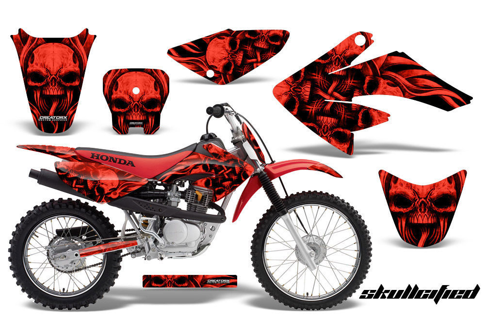 HONDA CRF 70 GRAPHICS KIT DECALS CREATORX SKULLCIFIED RED - $104.76