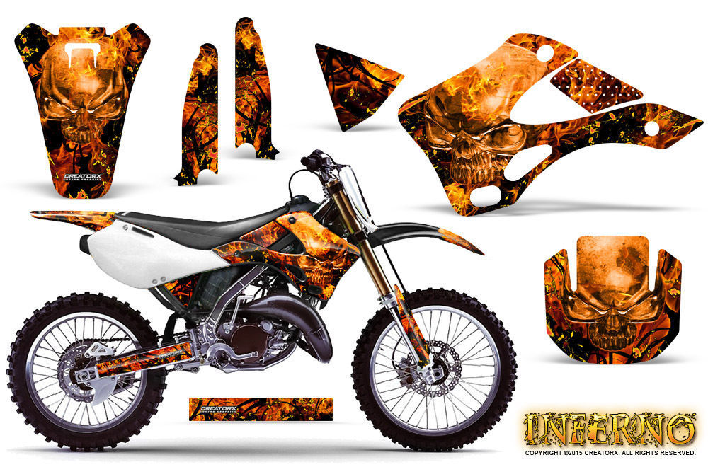 Primary image for KAWASAKI KX125 KX250 99-02 GRAPHICS KIT CREATORX DECALS INFERNO O