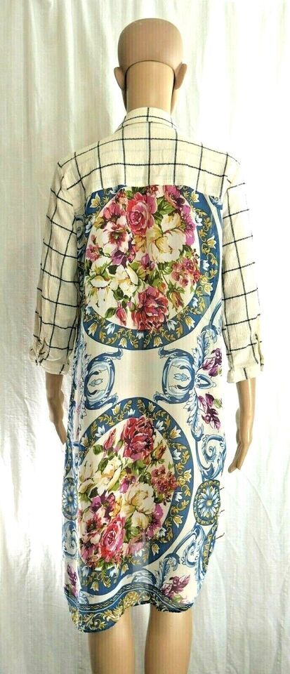 Primary image for Soft Surroundings Gauze Shirt Dress Midi Tunic Art Floral Back Womens Medium