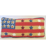 USA Flag Pillow Primitive Patriotic Stars Stripes Red Blue White Ivory 6... - $34.28 CAD