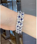 Attractive 925 Sterling Silver 8.40Ct Round Cut Simulated Sapphire Bracelet - €232,99 EUR