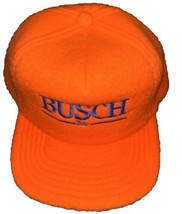 Vtg Orange Fuzzy Busch Beer SnapBack Hat Fleece Cap  Official Product US... - £18.67 GBP