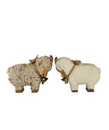 With Joy Inc Vintage Wooden Sheep Goat Figurines With Yarn Wrapping &amp; Bells - $14.99