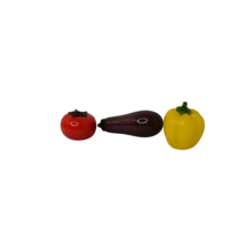 Lot of 3 Murano Style Glass Vegetables Eggplant, Pepper, Tomato - £12.50 GBP