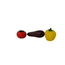 Lot of 3 Murano Style Glass Vegetables Eggplant, Pepper, Tomato - £12.46 GBP