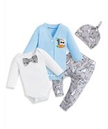 FoWear Baby Boy Easter Outfit Romper Rabbit Print Pants 4PCS Size 0-3M - €13,50 EUR