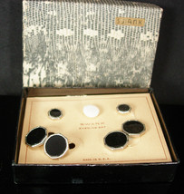 Swank Wedding Cuff links Original box Black formal  button stud set Cufflinks Vi - $95.00