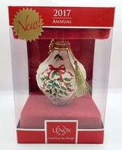 Lenox 2017 Annual Ornament Spire Holly &amp; Ribbon 24k Gold Trim 6&quot; NIB Great Gift! - £24.42 GBP