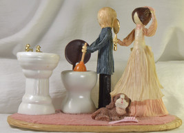 #1666 Crepe Paper - Handmade Dolls - Couple in Bathroom - $40.00