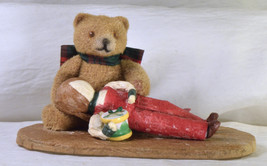 #1674 Crepe Paper - Handmade Dolls - Boy asleep on Teddy Bear&#39;s Lap - $20.00