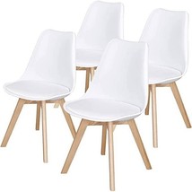 Set of 4 Modern White Shell Dining Chair Upholstered Padded Seat w/ Beechwood  L - €314,19 EUR