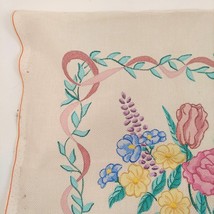 Vintage Hand Painted Needlepoint Canvas Floral Craft Decorative Pillow Case - £23.37 GBP