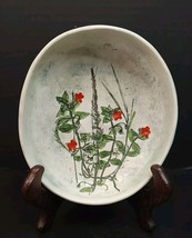 Vintage 1987-88 Salt Marsh Pottery Scarlet Pimpernel Hanging Oval Bowl Signed - $23.38