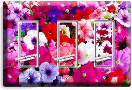 Petunia Colorful Garden Flowers Variety Triple Gfi Light Switch Wall Plate Cover - £13.21 GBP
