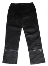 VTG? Metrostyle No Waist 2-Pkt Zipper Cuffs Black Leather Pants Wm&#39;s 10 NWOT - £50.62 GBP