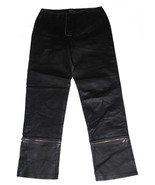 VTG? Metrostyle No Waist 2-Pkt Zipper Cuffs Black Leather Pants Wm&#39;s 10 ... - $62.99