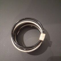 Vintage Mod Multi Bangel Bracelets Silver and Black 9 bracelets 2 1/2 in... - $17.33