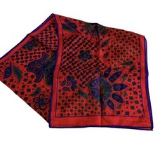 Elaine Gold Designer 100% Silk Scarf XIIX Red Paisley Print 49 X 10” Rectangle - £15.82 GBP