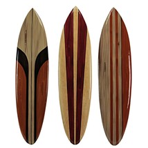 Hand Carved Painted Wooden Surfboard Wall Hanging Decor Beach Art Set of 3 - $32.62+