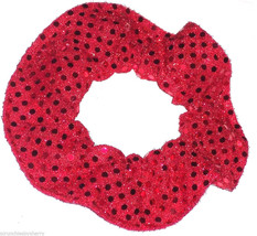 Red Sequin Dots Hair Scrunchie Scrunchies by Sherry Confetti Dot Fabric - $6.99