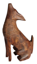 Vintage Hand Carved Ironwood Wooden 7&quot; Tall Sculpture Of Coyote Wolf Howling - £12.56 GBP