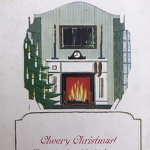 Cheery Christmas Vintage Postcard Fireplace Tree With Candles Antique USA - £10.32 GBP