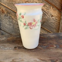 Vintage 1996 Thrown Pot Hand Painted Floral Vase 8” Tall - Signed Studio Pottery - £14.70 GBP