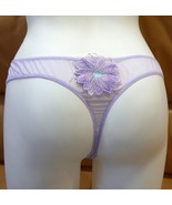 PANTIES FLORAL THONGS SHEER STRETCH LILAC MADE IN EUROPE SEXY MESH EMBRO... - £25.41 GBP