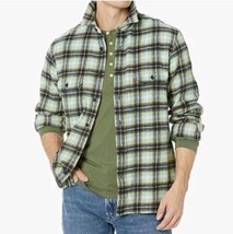 Levi&#39;s Mens Worker Relaxed Plaid Heavy Long Sleeve Button-Down Shirt Olive Small - £20.29 GBP