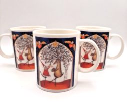 Vintage 1996 Neiman Marcus Ceramic Christmas Mugs Santa Reindeer Three Piece Set - £27.73 GBP