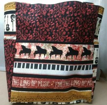 Music Instruments Piano Keys Guitars Large Purse/Project Bag Handmade 14... - $46.41