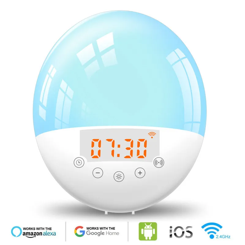 wifi voice control smart wake-up light alarm clock sunrise natural wake-up light - £22.41 GBP