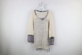 Free People Womens Small Distressed Boho Chic Fringed Lightweight Knit S... - $33.62