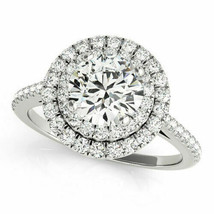 Dual Halo Engagement Ring 3.25Ct Round Cut Diamond 14k White Gold Finish Size 8 - £90.51 GBP