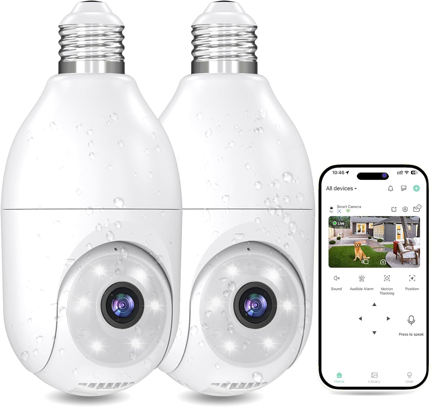 Light Bulb Security Camera Wireless Outdoor Indoor 2.4G 2K Wifi Security... - $39.96