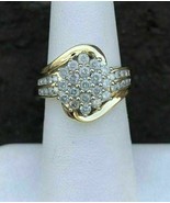 4 KT Rotondo Diamanti Finti Fidanzamento Grappolo Anello 14K Placcato Or... - $135.80
