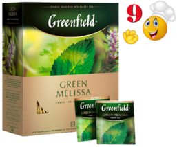 Greenfield Green Tea Green Melissa 9 BoxesX100= 900 Tea Bags Made Russia No Gmo - $188.09