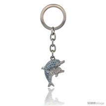 Double Dolphin Key Chain, Key Ring, Key Holder, Key Tag, Key Fob, w/ Clear &amp;  - £15.40 GBP