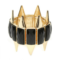 Amrita Singh Gold Black Resin Spike Wisteria Stretch Bracelet BRC 5125 NWT - $24.26