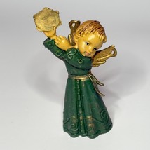 Vintage Resin Angel with Cymbals Figurine Green Made in Italy - $276.80 MXN