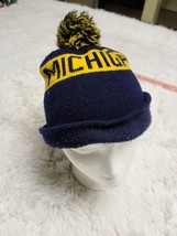 Vtg 90s Distressed University of Michigan Spell Out Pom Knit Winter Bean... - $14.80