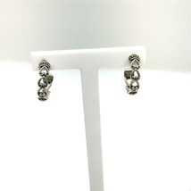 Vintage Signed Sterling ATI Indonesia Handmade Heart Filigree Hoop Stud Earrings - £31.65 GBP